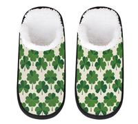 Mexpekil Shamrock Clovers Cute Fluffy Slippers for Women Men M