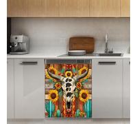Mexpekil Sheep Skull Sunflower Dishwasher Magnet Cover 21x26Inch Decorative Dish Washer Sticker for Front Door Waterproof Kitchen Appliance Panel Magnetic Decal