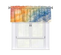 Mexpekil Short Rod Pocket Curtain Valance, Rainbow Stars Trees In The Forest Window Treatment for Kitchen Bedroom Bathroom, 1 Panel, 54" W x 18" L