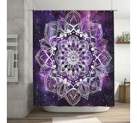 Mexpekil Shower Curtain 183x183 cm Purple Galaxy Mandala Flower Waterproof Bathroom Curtains with 12 Plastic Hooks Polyester Fabric Shower Curtains for Bathroom Bathtub