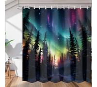 Mexpekil Shower Curtain 72"x72", Multicolored Northern Lights Bathroom Curtain with 12 Hooks, Mould Proof Waterproof Washable Fabric Bathtub Curtains, 183 x 183 cm