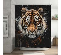 Mexpekil Shower Curtain Waterproof Mould Resistant Shower Curtains Tiger Head Washable Bathroom Curtains with 12 Plastic Hooks 183 x 183 cm (72x 72 Inch)