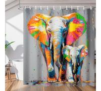Mexpekil Shower Curtains 48x72 Inches, Colorful Painting Elephant Waterproof Bathroom Curtains with 12 Hooks, Bath Curtain for Bathtub Shower Stall (122x183cm)
