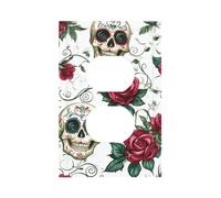 Mexpekil Skeleton Red Rose Light Switch Cover 1 Gang Single Duplex Outlet Cover Decorative Wall Plate for Home Office