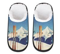 Mexpekil Ski Slope Fluffy Slippers for Women Men L