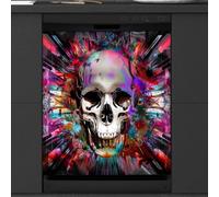 Mexpekil Skull Abstract Dishwasher Magnet Cover 21x26Inch Decorative Dish Washer Sticker for Front Door Waterproof Kitchen Appliance Panel Magnetic Decal