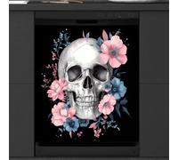 Mexpekil Skull Flowers Dishwasher Magnet Cover | 23x26inch Reusable Dish Washer Covers Decorative Dishwasher Front Panel Magnetic Cover Sticker for Kitchen Appliances