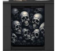 Mexpekil Skull Head Dishwasher Magnet Cover | 23x26inch Reusable Dish Washer Covers Decorative Dishwasher Front Panel Magnetic Cover Sticker for Kitchen Appliances