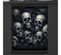 Mexpekil Skull Head Dishwasher Magnet Cover | Reusable Dish Washer Covers Decorative Dishwasher Front Panel Magnetic Cover Sticker for Kitchen Appliances 21x26inch