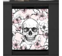 Mexpekil Skull Head Flower Dishwasher Magnet Cover | 23x26inch Reusable Dish Washer Covers Decorative Dishwasher Front Panel Magnetic Cover Sticker for Kitchen Appliances