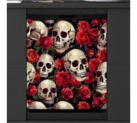 Mexpekil Skull Head Rose Dishwasher Magnet Cover 21x26Inch Decorative Dish Washer Sticker for Front Door Waterproof Kitchen Appliance Panel Magnetic Decal