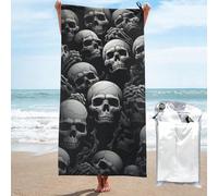 Mexpekil Skull Large Beach Towels for Adults Sand Free Microfibre Beach Towel Quick Dry Bath Towel Lightweight Travel Towel with Bag for Gym Camping Swim Yoga 80x160cm