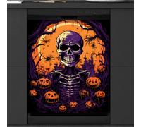 Mexpekil Skull Pumpkin Dishwasher Magnet Cover | Reusable Dish Washer Covers Decorative Dishwasher Front Panel Magnetic Cover Sticker for Kitchen Appliances 21x26inch