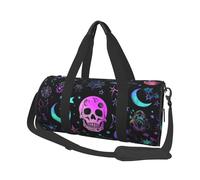 Mexpekil Skulls Moon Symble Foldable Gym Bag Carry On Travel Duffle Bags Waterproof Woman Men Hand Luggage Bag Large Weekend Overnight Bags for Sports Dance with Removable Strap