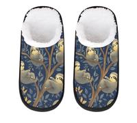 Mexpekil Sloth On Tree Branch Fluffy Slippers for Women Men M