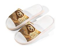 Mexpekil Sloth Tree Branch Linen Slippers for Women Men Non-Slip House Shoes Open Toe Summer Sliders Slip on Indoor Outdoor Slipper (7-8)