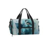 Mexpekil Small Bird Abstract Plant Gym Bag with Shoe Compartment Waterproof Duffel Bag Large Overnight Weekend Bags Travel Holdall for Women Men Teens