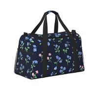 Mexpekil Small Blue Pink Flowers Duffel Bag Large Carry On Hand Luggage Bags Waterproof Weekender Bags Foldable Tote Bag for Travel Sports Gym Dance