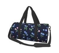 Mexpekil Small Blue Pink Flowers Foldable Gym Bag Carry On Travel Duffle Bags Waterproof Woman Men Hand Luggage Bag Large Weekend Overnight Bags for Sports Dance with Removable Strap
