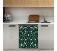 Mexpekil Small Flowers Green Branch Dishwasher Magnet Cover 21x26Inch Decorative Dish Washer Sticker for Front Door Waterproof Kitchen Appliance Panel Magnetic Decal