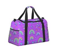 Mexpekil Small Rainbows Hearts Duffel Bag Large Carry On Hand Luggage Bags Waterproof Weekender Bags Foldable Tote Bag for Travel Sports Gym Dance