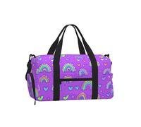 Mexpekil Small Rainbows Hearts Gym Bag with Shoe Compartment Waterproof Duffel Bag Large Overnight Weekend Bags Travel Holdall for Women Men Teens