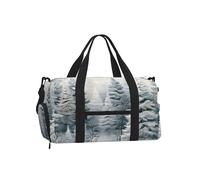 Mexpekil Snow Fir Forest Gym Bag with Shoe Compartment Waterproof Duffel Bag Large Overnight Weekend Bags Travel Holdall for Women Men Teens