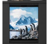 Mexpekil Snow Mountain Penguin Dishwasher Magnet Cover 21x26Inch Decorative Dish Washer Sticker for Front Door Waterproof Kitchen Appliance Panel Magnetic Decal