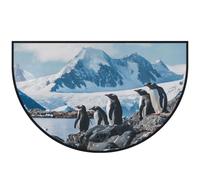 Mexpekil Snow Mountain Penguin Half Moon Door Mat Indoor Outdoor Non Slip Area Rug Washable Half Circle Floor Mat Absorbent Dirt Trapper Half Round Rugs 100x160cm