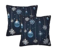 Mexpekil Snowflake Hanging Ball Cushion Covers 55cm X 55cm 2 Pack Invisible Zipper Square Pillow Cases Decorative Pillow Covers Protectors for Sofa Bed Home Decor