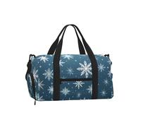 Mexpekil Snowflakes in Winter Gym Bag with Shoe Compartment Waterproof Duffel Bag Large Overnight Weekend Bags Travel Holdall for Women Men Teens