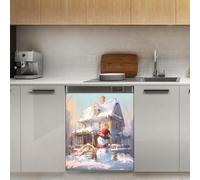 Mexpekil Snowman Winter Village Dishwasher Magnet Cover 21x26Inch Decorative Dish Washer Sticker for Front Door Waterproof Kitchen Appliance Panel Magnetic Decal