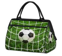 Mexpekil Soccer Ball in Goal Net Travel Duffel Bag Waterproof Gym Bag Carry On Weekend Overnight Bags Large Hand Luggage Tote Bags for Women Men Kids