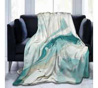 Mexpekil Sofa Throw Blanket Teal Turquoise Beige Grey Art Marble Blanket Throws for Sofas Bedroom, 125x100cm