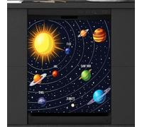 Mexpekil Solar System Dishwasher Magnet Cover 21x26Inch Decorative Dish Washer Sticker for Front Door Waterproof Kitchen Appliance Panel Magnetic Decal