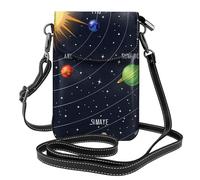 Mexpekil Solar System Leather Cross Body Bag for Women Crossbody Phone Pouch Waterproof Mobile Phone Purse Wallet Small Ladies Handbags with Removable Strap