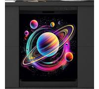 Mexpekil Solar System Neon Dishwasher Magnet Cover 21x26Inch Decorative Dish Washer Sticker for Front Door Waterproof Kitchen Appliance Panel Magnetic Decal