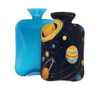 Mexpekil Solar System Planets Hot Water Bottle with Cover, 2L PVC Hot Water Bag for Pain Relief, Feet, Back, Warmth