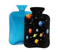 Mexpekil Solar System Space Planet Hot Water Bottle with Cover, 2L PVC Hot Water Bag for Pain Relief, Feet, Back, Warmth