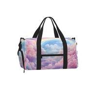 Mexpekil Space Cloud Rainbow Gym Bag with Shoe Compartment Waterproof Duffel Bag Large Overnight Weekend Bags Travel Holdall for Women Men Teens