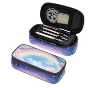 Mexpekil Space Cloud Rainbow Pencil Case for Girls Boys with Compartments Large Pen Organizer Bag Zipper Multi-Use Pouch for School Supplies, Makeup Cosmetics, Kids, Adults