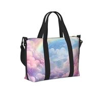 Mexpekil Space Cloud Rainbow Travel Duffel Bag Waterproof Sports Gym Bag Large Weekend Overnight Bags for Women Men Foldable Carry On Luggage Tote Bag for Flight