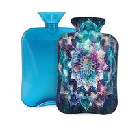 Mexpekil Space Galaxy Mandala Floral Hot Water Bottle with Cover, 2L PVC Hot Water Bag for Pain Relief, Feet, Back, Warmth
