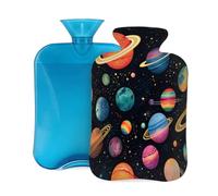 Mexpekil Space Universe Solar System Planets Hot Water Bottle with Cover, 2L PVC Hot Water Bag for Pain Relief, Feet, Back, Warmth
