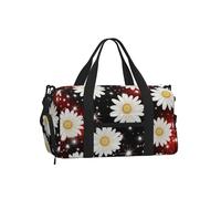 Mexpekil Sparkling Stars Daisies Gym Bag with Shoe Compartment Waterproof Duffel Bag Large Overnight Weekend Bags Travel Holdall for Women Men Teens