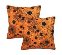 Mexpekil Spider Web Orange Cushion Covers 55cm X 55cm 2 Pack Invisible Zipper Square Pillow Cases Decorative Pillow Covers Protectors for Sofa Bed Home Decor