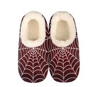 Mexpekil Spider Web Women's & Men's Slippers with Fluffy Collar Winter Warm House Slippers Anti-Slip Indoor House Shoes Gifts for Mum Dad (Sizes UK 8-9)