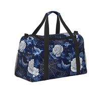 Mexpekil Spider Webs Bats Roses Duffel Bag Large Carry On Hand Luggage Bags Waterproof Weekender Bags Foldable Tote Bag for Travel Sports Gym Dance