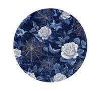 Mexpekil Spider Webs Bats Roses Mouse Pad with Non-Slip Rubber Base Gaming Mouse Mat Small Round Mousepad with Stitched Edg Desk Accessories for Working Gaming 8 Inch