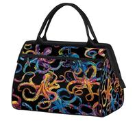 Mexpekil Sports Duffel Bag Colorful Octopus Pattern Gym Tote Bag Large Waterproof Travel Overnight Bags for Women Men Camping Dance Yoga Football Swimming